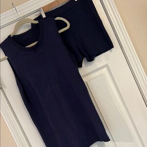 Navy Sleeveless Top and Shorts Set medium